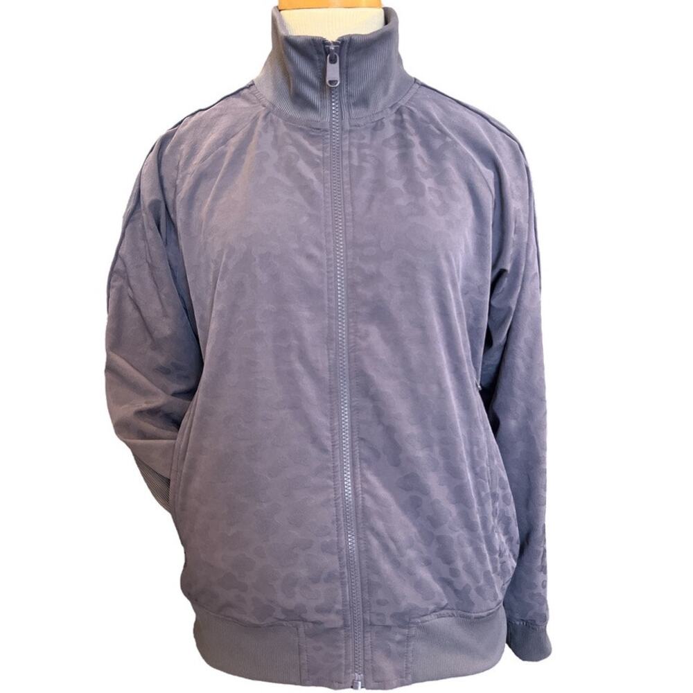 Athleta Brooklyn Bomber Jacket Lightweight Jacket Sz M Dusty Lilac Purple Animal